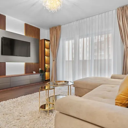 Stylish Gold Accents Apartment Bucharest