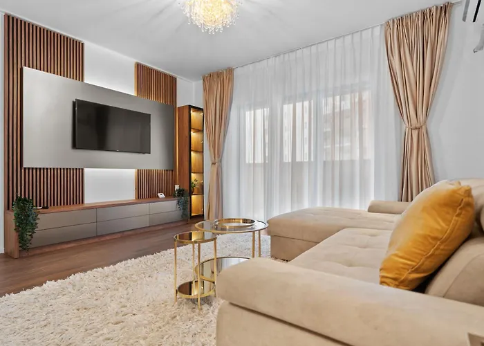 Stylish Gold Accents Apartment Bucharest